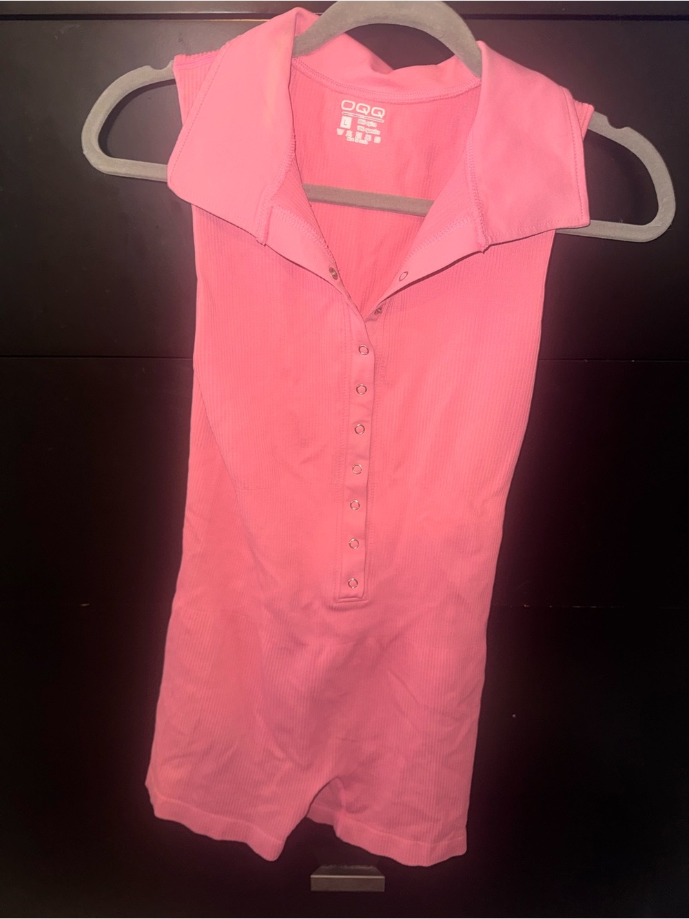 Unbranded Pink Sleeveless Ribbed Polo Romper